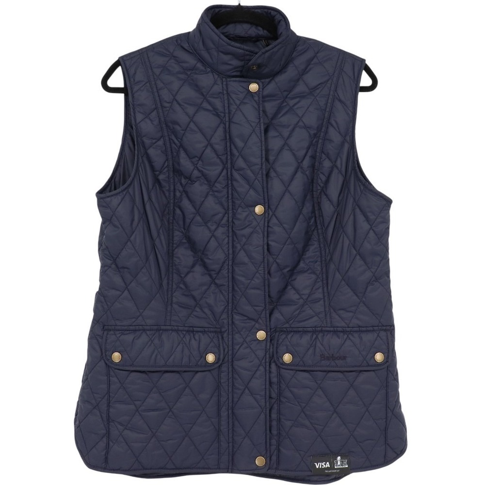 Barbour Women's Otterburn Quilted Navy Vest Size 10 Visa Super Bowl LII Sponsor